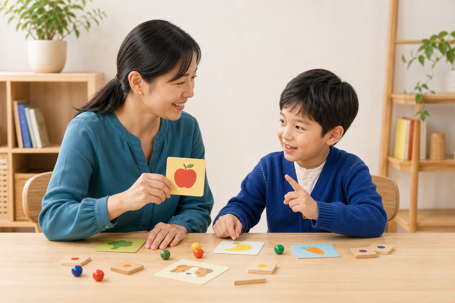 A teacher and child learning together