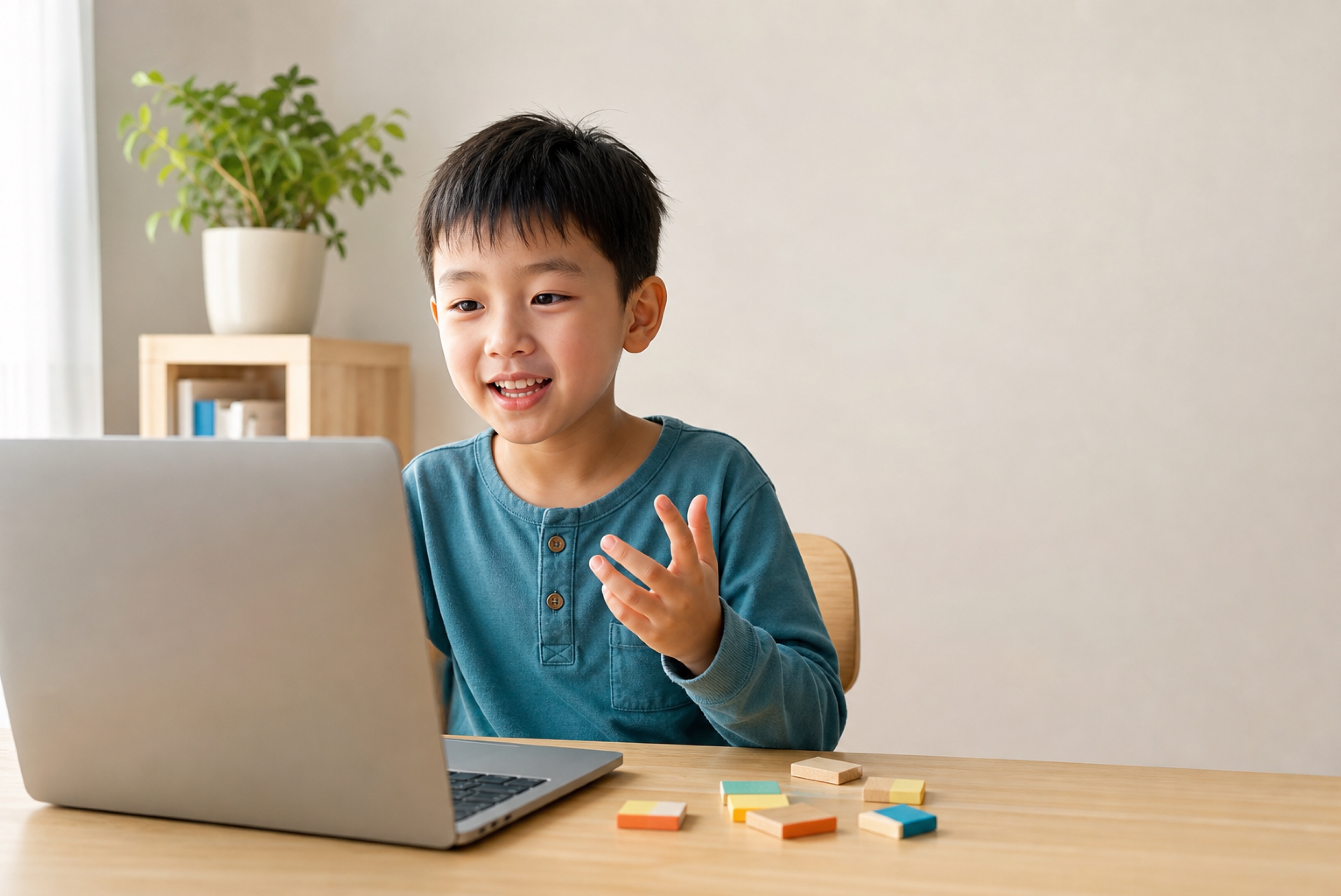 A learner greeting their teacher in an online Chinese lesson
